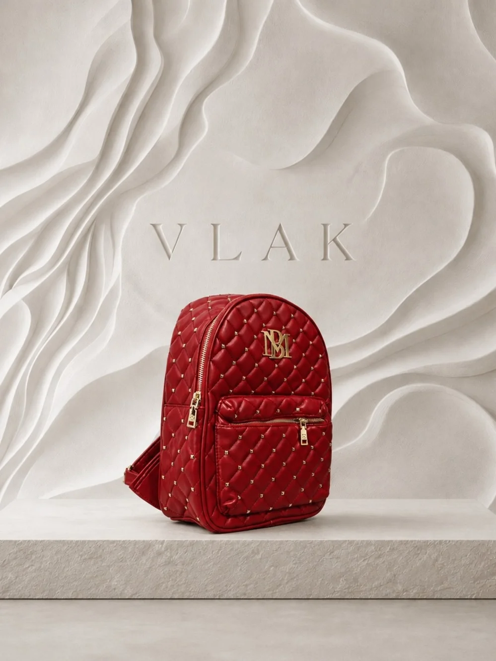 Badgley Mischka Rockstar Red Gold Stud Backpack